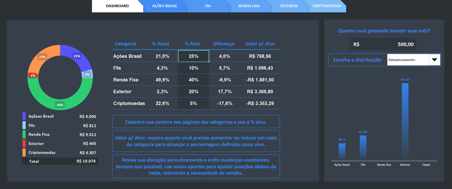 Controle de Investimentos — tela 1